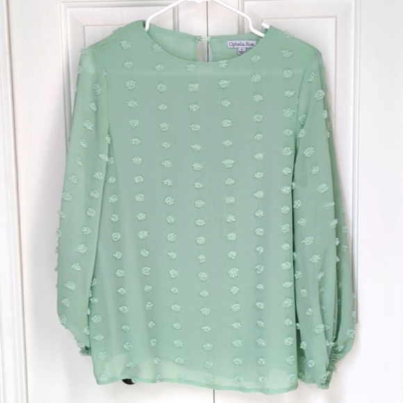 Opheila Roe Tops - Ophelia Roe Pom Bubble Sleeve Blouse